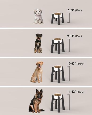 CZPET Raised Dog Bowl Stand with 51oz Stainless Steel Bowl Large Capacity, Single Elevated Dog Bowl, Size and Height Adjustable, Easy Assembly and Stable Stand for Large Dogs in Saudi Arabia