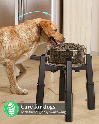 CZPET Raised Dog Bowl Stand with 51oz Stainless Steel Bowl Large Capacity, Single Elevated Dog Bowl, Size and Height Adjustable, Easy Assembly and Stable Stand for Large Dogs in Saudi Arabia
