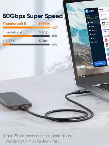 CableCreation USB 4 Cable for Thunderbolt 4/3, [USB-IF Certified] 2.6FT 40Gbps 100W USB C Cable, 8K 30Hz or Dual 4K 60Hz Video, Compatible with USB-C Docking Station, Hub, eGPU and More, 0.8M in Saudi Arabia