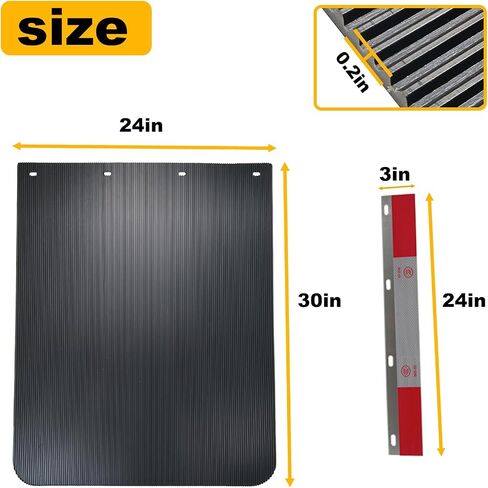 24"x24" Black Polymer Mud Flaps and 24"x3" Mud Flap Reflector Reflective Tape Fit for Semi Trucks Trailers, 2 Pack in Kuwait