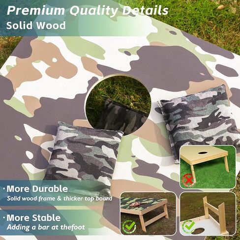 Cornhole Board Set 4FTx2FT Solid Wood Regulation Size Cornhole Set includes 8 Cornhole Bags for Adults in Saudi Arabia