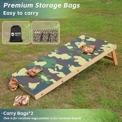 Cornhole Board Set 4FTx2FT Solid Wood Regulation Size Cornhole Set includes 8 Cornhole Bags for Adults in Saudi Arabia