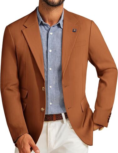 PJ PAUL JONES Men's Sport Coats and Blazers Linen Cotton Blazer Regular Fit 2 Buttons Suit Jacket with Removable Brooch in Saudi Arabia