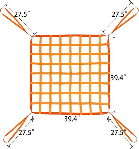 6.56' x 6.56' Cargo Lifting Nets -Lifting Straps for Hoist - Flat Polyester Sling Hoisting Net - Lifting Net Straps - Cargo Hanging Net - for Loading and Unloading Cargo - Max. Load Capacity: 4400lbs in Saudi Arabia