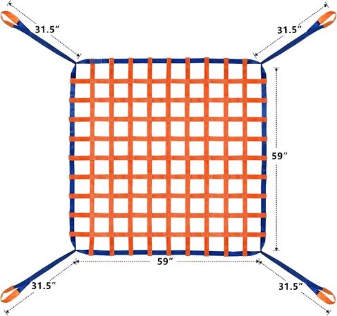 6.56' x 6.56' Cargo Lifting Nets -Lifting Straps for Hoist - Flat Polyester Sling Hoisting Net - Lifting Net Straps - Cargo Hanging Net - for Loading and Unloading Cargo - Max. Load Capacity: 4400lbs in Saudi Arabia