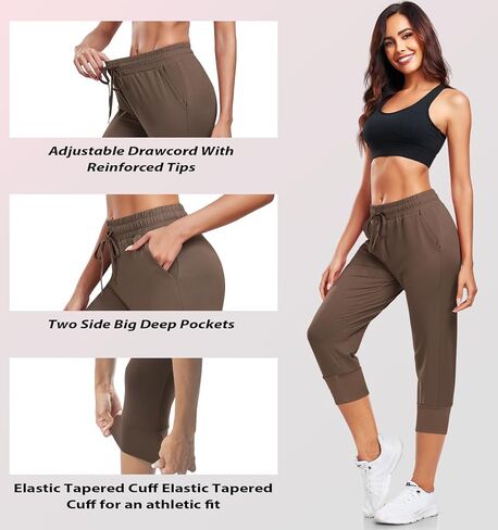 DHSO 3 قطع من السراويل الرياضية للنساء - سراويل الركض النسائية مع جيوب، سراويل رياضية للتمرين واليوجا والجري in Kuwait