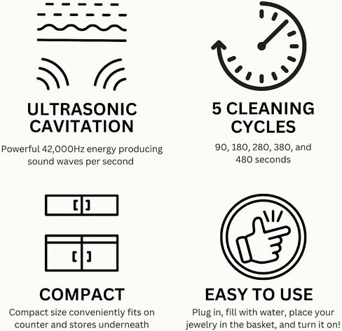 GemOro Sparkle Spa | Personal Ultrasonic Jewelry Cleaner with 3 User-Programmable Timed Cleaning Cycles | Professional Performance Machine for Rings Watches Glasses Earrings (1783) in Saudi Arabia