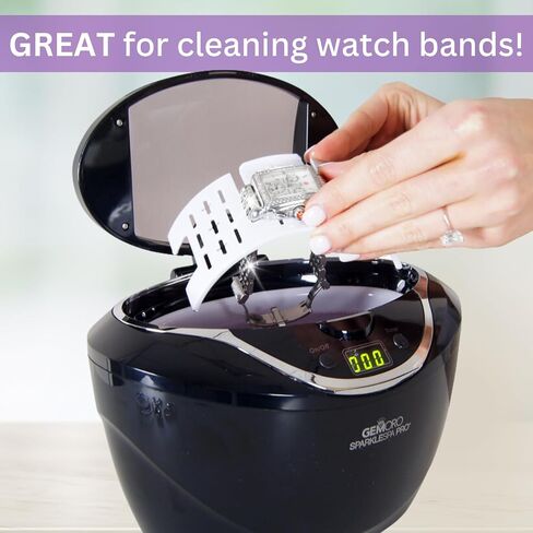 GemOro Sparkle Spa | Personal Ultrasonic Jewelry Cleaner with 3 User-Programmable Timed Cleaning Cycles | Professional Performance Machine for Rings Watches Glasses Earrings (1783) in Saudi Arabia