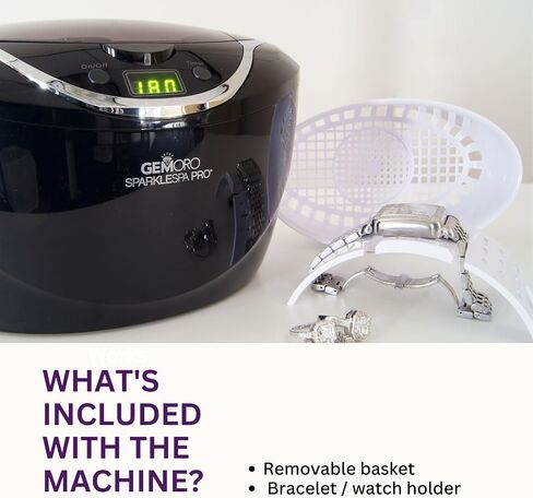 GemOro Sparkle Spa | Personal Ultrasonic Jewelry Cleaner with 3 User-Programmable Timed Cleaning Cycles | Professional Performance Machine for Rings Watches Glasses Earrings (1783) in Saudi Arabia