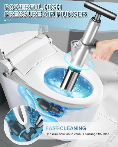 Toilet Plunger, High Pressure Air Plunger for Toilet, Toilet Clog Remover Tool with Visual Barometer, Powerful Heavy Duty Plunger for Bathroom Kitchen Floor Drain Sinks Clogged Pipe in Saudi Arabia