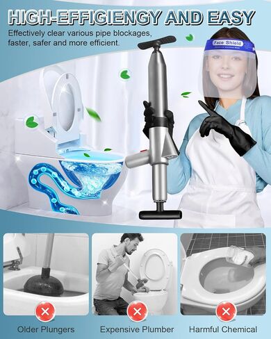 Toilet Plunger, High Pressure Air Plunger for Toilet, Toilet Clog Remover Tool with Visual Barometer, Powerful Heavy Duty Plunger for Bathroom Kitchen Floor Drain Sinks Clogged Pipe in Saudi Arabia