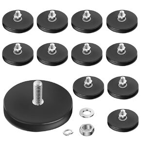 AHIER 12Pack Rubber Coated Magnets, Neodymium Magnet Base with M6 Threaded Studs, Non-Slip Strong Mounting Magnet Stud Magnet for Light Bar Mirror Camera Tool