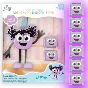 Glo Pals Lumi Water-Activated Bath Toy with 6 Reusable Light-Up Cubes for Sensory Play