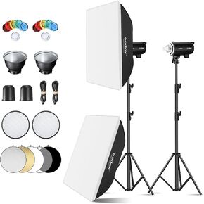 Godox 3Pack DP400III 1200W Studio Strobe Flash Lighting Kit with 3* Light Stand 3* Grid Softbox 3* Standard Reflector 1* 5-in-1 Reflector 18* Soft Cloth 1* Bag for Portrait Photography Studio Shooting