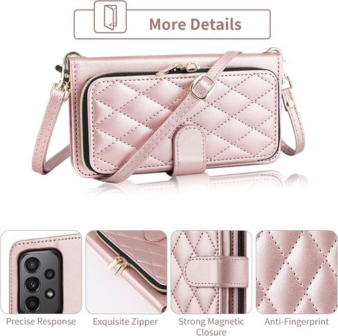 Wallet Case for Samsung Galaxy A34 5G with Detachable Wrist Strap, Crossbody Shoulder Strap, 9+ Card Slots Zipper Purse, Luxury PU Leather Stand Cell Phone Cover for A 34 34A Women Black in Kuwait