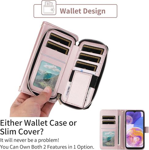 Wallet Case for Samsung Galaxy A34 5G with Detachable Wrist Strap, Crossbody Shoulder Strap, 9+ Card Slots Zipper Purse, Luxury PU Leather Stand Cell Phone Cover for A 34 34A Women Black in Kuwait