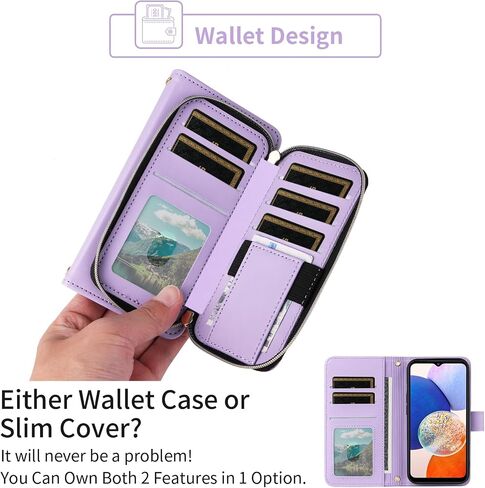 Wallet Case for Samsung Galaxy A34 5G with Detachable Wrist Strap, Crossbody Shoulder Strap, 9+ Card Slots Zipper Purse, Luxury PU Leather Stand Cell Phone Cover for A 34 34A Women Black in Saudi Arabia