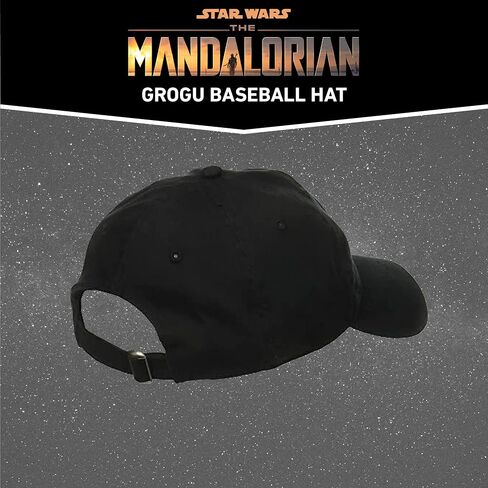 STAR WARS Men's Mandalorian The Child Cotton Adjustable Baseball Cap with Curved Brim, Black, One size in Saudi Arabia