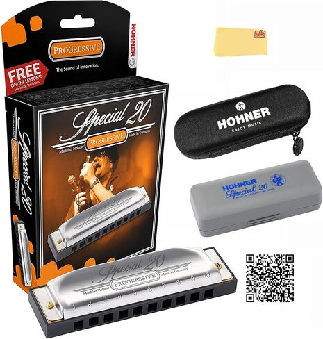 Hohner Special 20 Harmonica - Key of C Bundle with Zip Case, Instructional Manual, and Austin Bazaar Polishing Cloth in Saudi Arabia