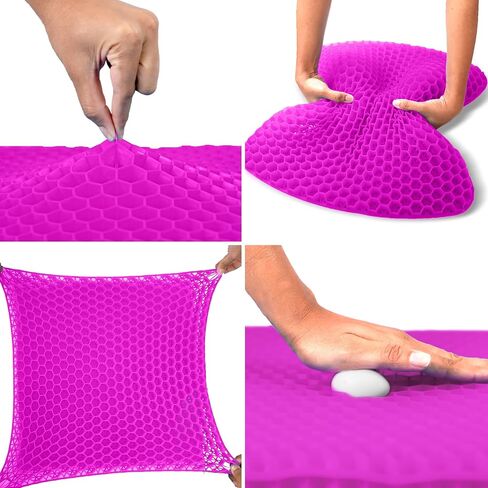 EcoNour Gel Seat Cushion & Lumbar Support Pillow | Back Support for Office chair, Gaming, Wheel Chair & Car Seat | Gel Seat Cushion for Back and Butt Support, Tailbone, Sciatica & Coccyx Pain Relief in Saudi Arabia
