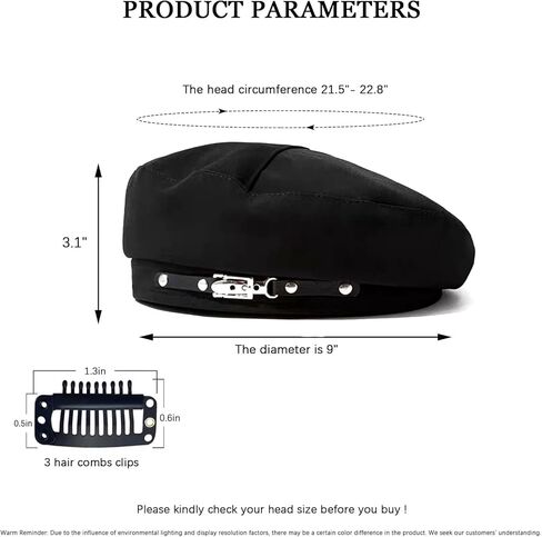 French Beret Hats for Women Painter's hat Metal Clasp Artist Beret Black Beret Cap for Womens Girls Lady in Kuwait