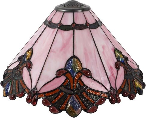 Bieye S10024 عاكس الضوء الباروكي المصنوع من الزجاج الملون على طراز تيفاني (أحمر عريض 17 بوصة) in Saudi Arabia
