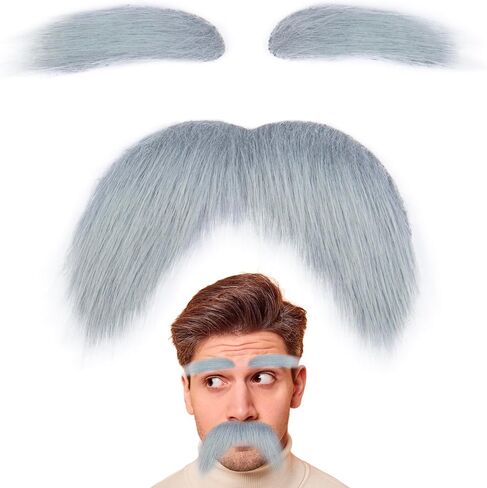 Fake Mustache and Eyebrows Self Adhesive Fake Beard Novelty Costume Facial Hair for Cosplay Halloween Party in Saudi Arabia