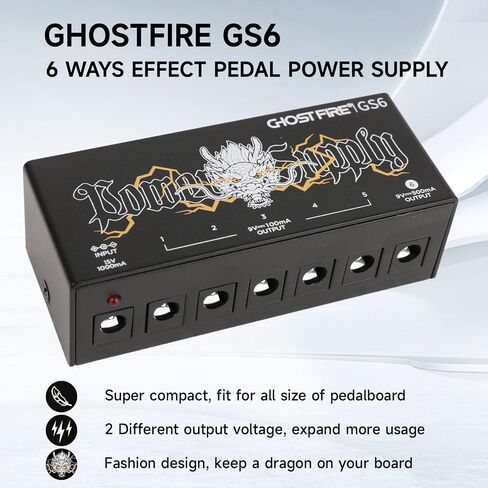 GHOSTFIRE GS10-SV2 10-Output Guitar Pedal Power Supply 9V / 1000mA High Current for 9V / 12V / 18V تأثير الدواسات (GS10-SV2) in Saudi Arabia