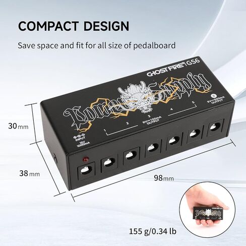 GHOSTFIRE GS10-SV2 10-Output Guitar Pedal Power Supply 9V / 1000mA High Current for 9V / 12V / 18V تأثير الدواسات (GS10-SV2) in Saudi Arabia
