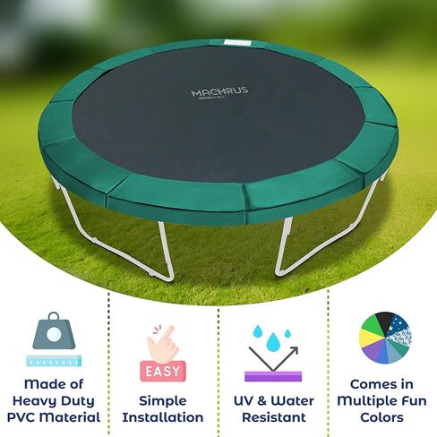 وسادة أمان بديلة من Machrus Trampoline مقاس 6FT 7.5FT 8FT 9FT 10FT 12FT 13FT 14FT 15FT 16FT غطاء زنبركي للترامبولين PVC تنورة ترامبولين، مقاومة للماء، ومقاومة للتشقق in Kuwait