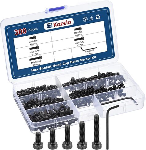 25pcs M8 Socket Head Cap Screws Bolts Nuts Assortment Kit - [M8x16/20/25/30/40mm] Alloy Steel Fully Threaded Black Oxide 12.9 Internal Hex Screw for 3D Printer Use, with Wrench in Saudi Arabia