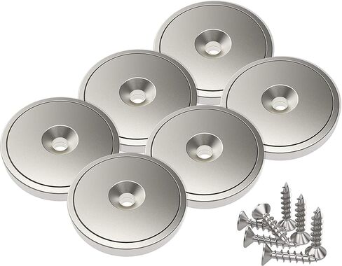 Magnetpro 6 Piece Magnets with Capsule 120 LB Force, Strong Neodymium Pot Magnet Size 1.42" * 0.31" with Hole in Saudi Arabia