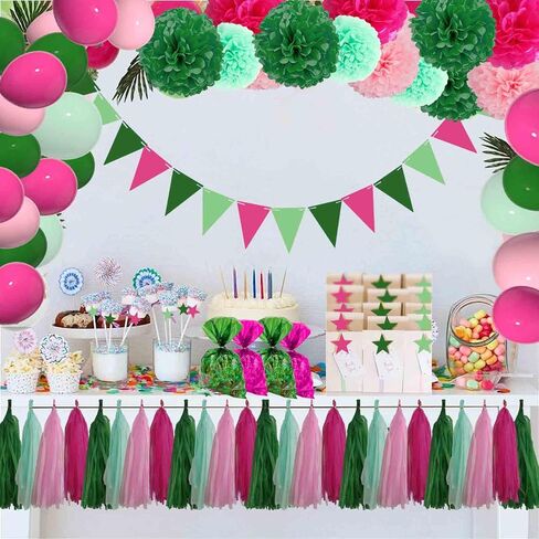 Shiny Tassel Garland Tissue Paper Tassel Banner,Table Decor,Tassels Party Decorations Supplies for Wedding,Birthday,Bridal/Baby Shower,DIY Kits,Pack of 20 - (Green/Beige/Gold/Khaki) in Kuwait