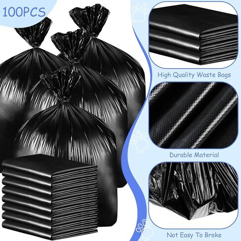 Dinifee 2 Rolls Poop Bags for Dog 26" W x 33" L Dog Waste Station Can Liners Heavy Duty Thick Large Dog Waste Bags Refill Rolls for Doggy PET Outdoor, 50 Bags Per Rolls, Black in Saudi Arabia