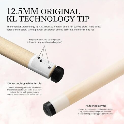 KONLLEN Pink Carbon Fiber Pool Cue Stick for Women KL-Pink-Pro 58" Girlish Lucky Low Deflection Pool Sticks with 12.5mm Tip in Saudi Arabia