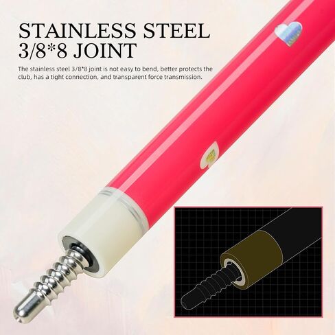 KONLLEN Pink Carbon Fiber Pool Cue Stick for Women KL-Pink-Pro 58" Girlish Lucky Low Deflection Pool Sticks with 12.5mm Tip in Saudi Arabia