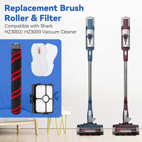 مرشحات بديلة HZ3002 لمكنسة Shark HZ3002 HZ3000 Stratos Ultralight Cord Stick Vacuum، استبدل الجزء XFFKHZ3000 XHFHZ3000، 2 HEPA و4 مرشحات إسفنجية ولباد in Kuwait