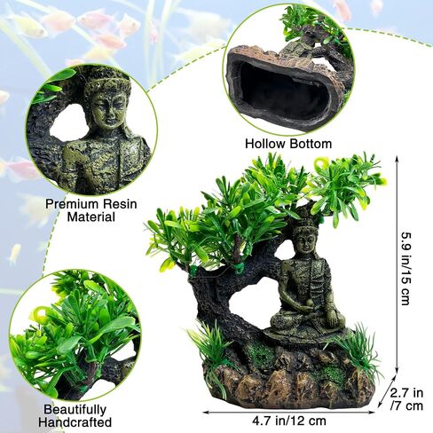 Tfwadmx Aquarium Buddha Statue Decoration Resin Furniture Ornament Underwater Landscape for Fish Rest Sleep in Saudi Arabia