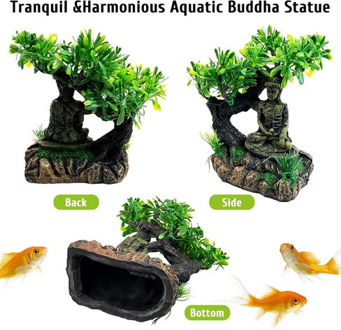 Tfwadmx Aquarium Buddha Statue Decoration Resin Furniture Ornament Underwater Landscape for Fish Rest Sleep in Saudi Arabia