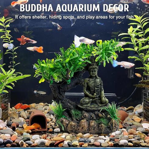 Tfwadmx Aquarium Buddha Statue Decoration Resin Furniture Ornament Underwater Landscape for Fish Rest Sleep in Saudi Arabia