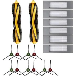 Replacement Parts For Vacuum Ecovacs DEEBOT OZMO 920 950 T8 AIVI Max T9 T5 N5 N7 N8+ N8 Pro DX55 DX93 DJ65, 2 Main Roller Brush, 5 HEPA Filters, 10 Side Brushes