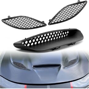 HECASA Hood Scoop Bezel Kit Compatible with 2015-2020 Charger SRT Hellcat Grille Trim Black 3Pcs (Side Grilles Not Fits 2021 Models/Center Grille Fits 2021 Models)
