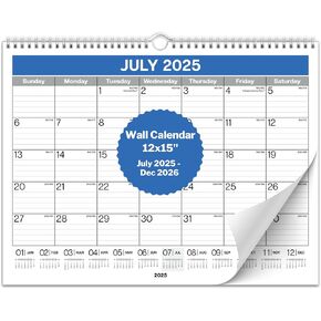 Dunwell Large Wall Calendar 2024-2025 - (Colorful) 12x15 Wall Calendar, Use Now to December 2025, Big 15 x 12 Hanging Calendar or Monthly Calendar for Desk, 2024-25 Academic Calendar