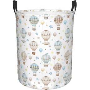 White Marble Round Laundry Hamper Marbling Texture Storage Basket Waterproof Coating Organizer Bin For Nursery Clothes Toys, 38L