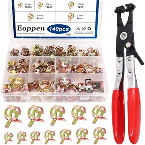72Pcs Spring Hose Clamps Fuel Line Silicone Vacuum Hose Low Pressure Air Clamps & Sleeving Automotive Replacement Fastener Assortment Kit 6 Sizes (7mm 10mm 11mm 14mm 16mm 17mm)