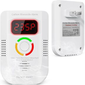 Carbon Monoxide Detectors Plug in, Portable CO Detector with LED Digital Display, Carbon Monoxide Alarm with Audible and Visual Alarm & Test Mute Button, CO Alarm Monitor for Home/Kitchen/Hotel
