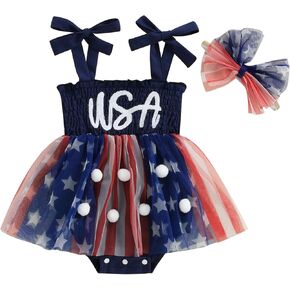 One Year Old Girl Birthday Outfit Tie Shoulder Smocked Romper + Bow Headband Fairy 1st First Birthday Outfit