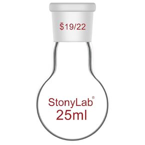 StonyLab Glass 50mL Heavy Wall Single Neck 1 Neck Round Bottom Flask RBF, with 19/22 Standard Taper Outer Joint - 50mL