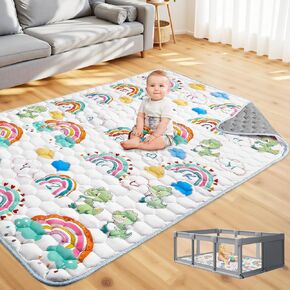 74x50 Playpen Mat for Baby Crawling: Large Baby Play Mat for Kids Infants, Toddler, Soft Non-Slip & Washable Baby Floor mat, Foldable Playmat for Indoor & Outdoor, Animals Pattern