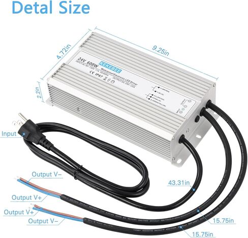 سائق LED 24V800W مزود طاقة مقاوم للماء 90-120 فولت إلى 24V33.3A AC إلى DC محول IP67 محول الجهد المنخفض مناسب للإضاءة LED الداخلية والخارجية وأي جهاز 24V DC in Kuwait